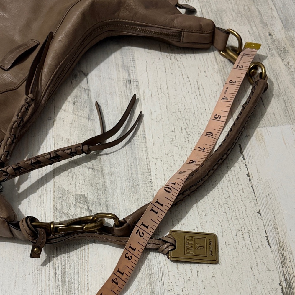 Frye Jennie Taupe Hobo Leather  Bag with Braided Strap - Picture 12 of 16